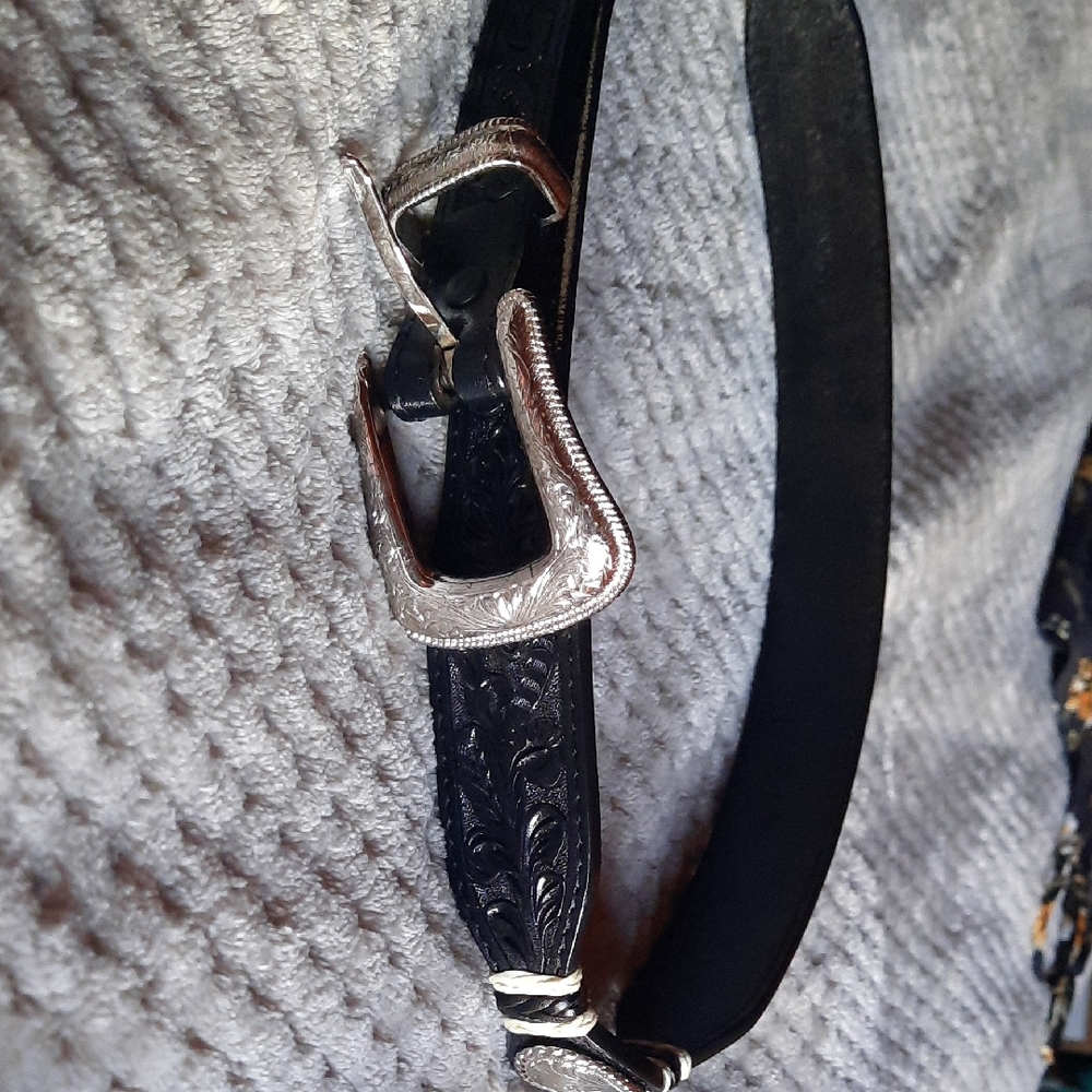 Ranger Black Tooled Belt Size 32